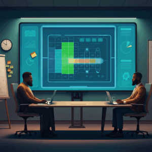 leader prioritizing strategic initiatives using impact effort matrix